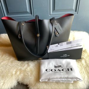 Coach Pebbled Leather Market Tote - Black